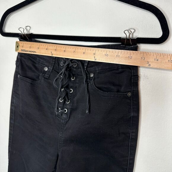G By Guess Edgy Stone Black Lace-Up Front High Waist Stretch Skinny Jeans 28 - Picture 5 of 12